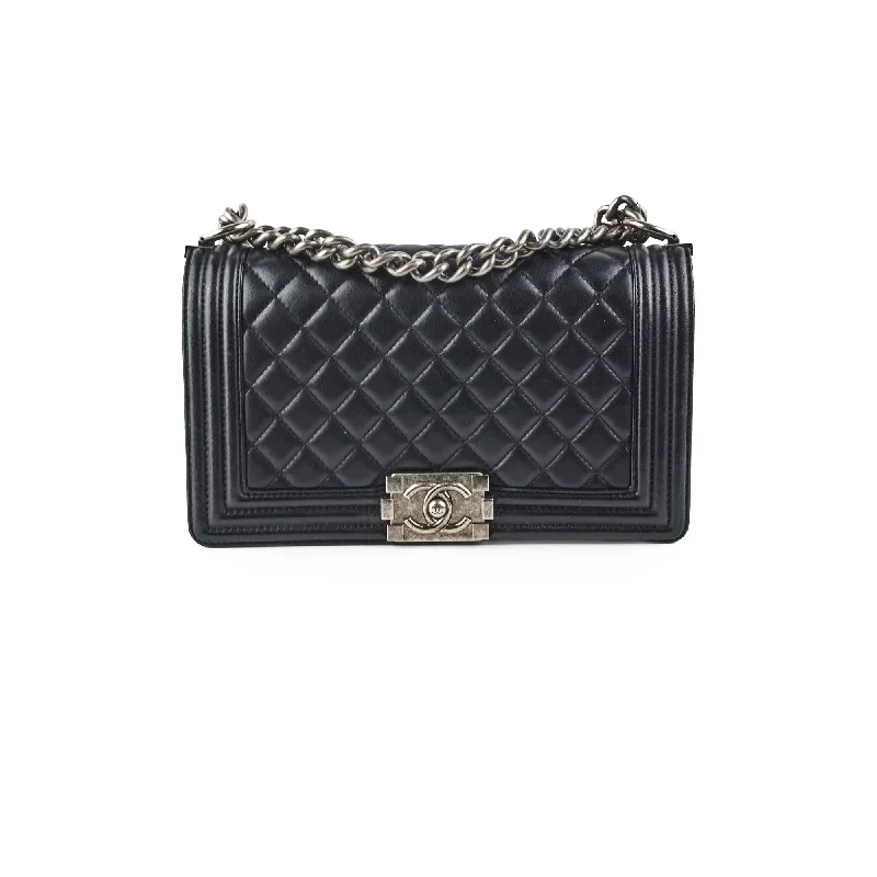 Chanel Old Medium Boy Lambskin Black