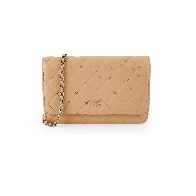 Chanel Lambskin Beige Wallet On Chain WOC