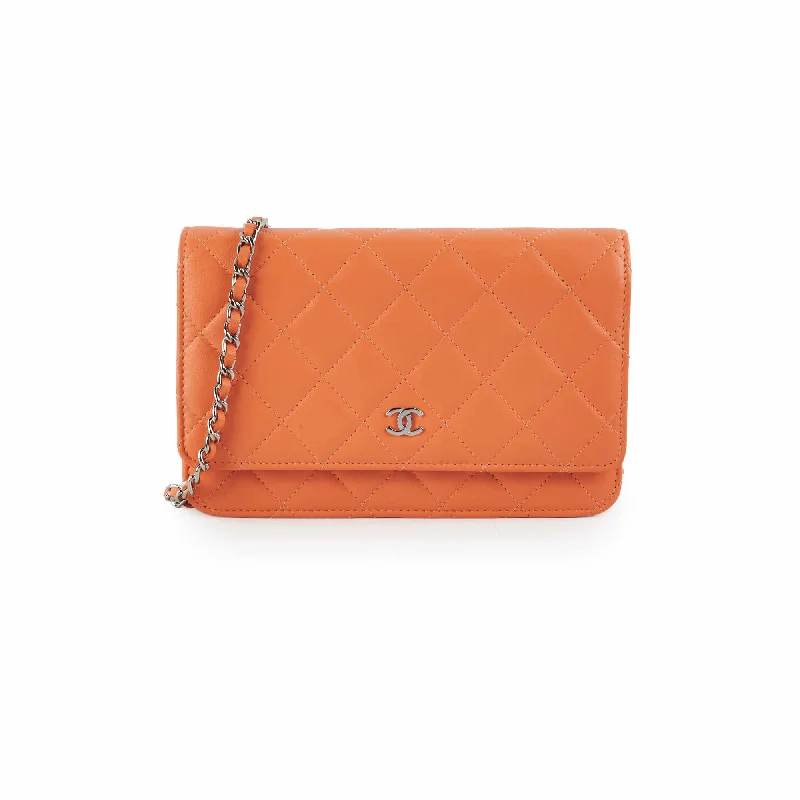 Chanel Lambskin Coral Wallet On Chain WOC