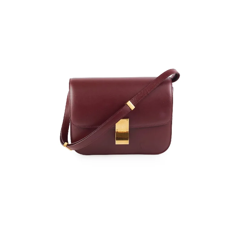 Celine Medium Box Burgundy Crossbody Bag