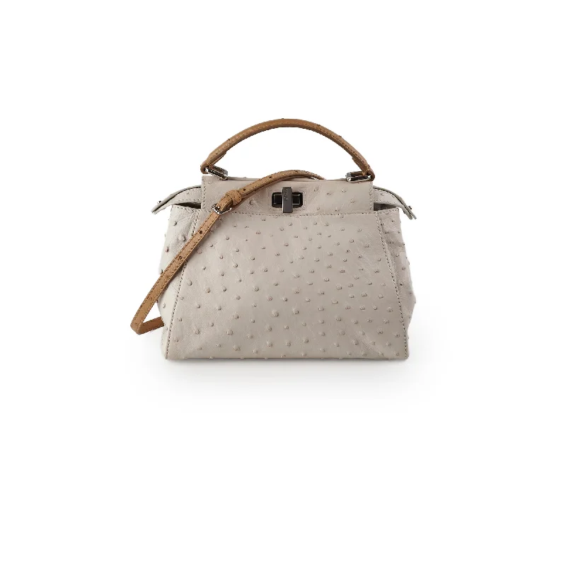 Fendi Mini Ostrich Peekaboo Cream