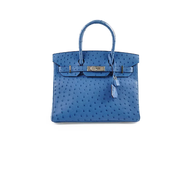 Hermes Birkin Ostrich 30 Blue R Stamp