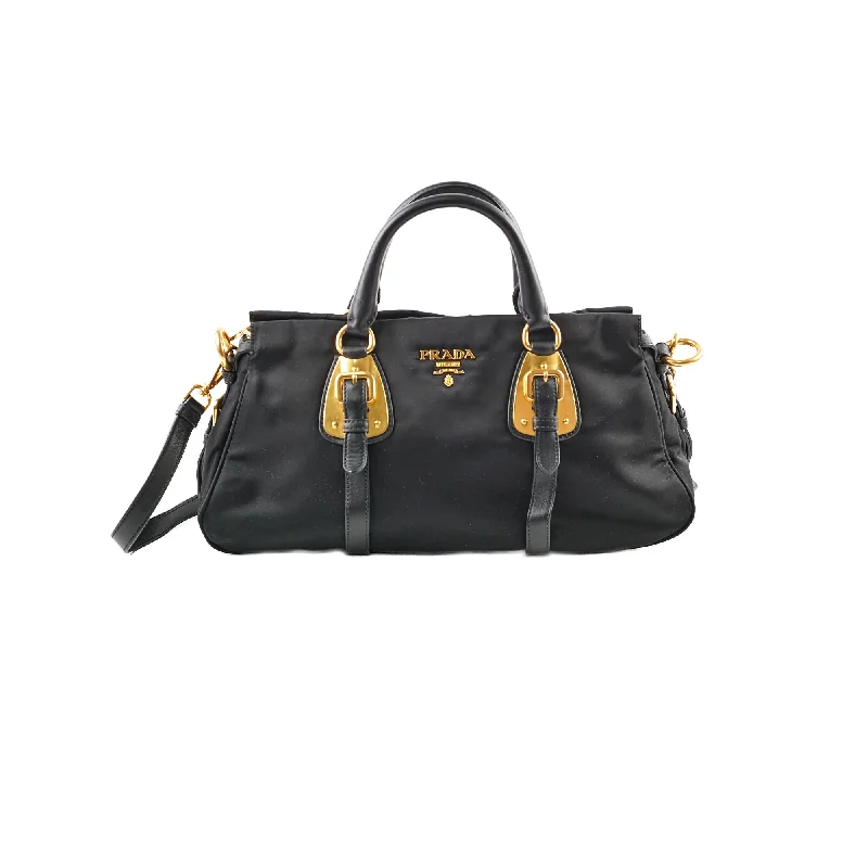 Prada Nylon Top Handle / Crossbody Bag Black