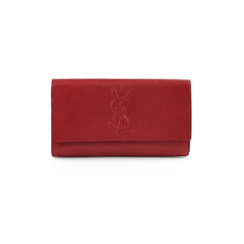 Saint Laurent Leather Clutch Red