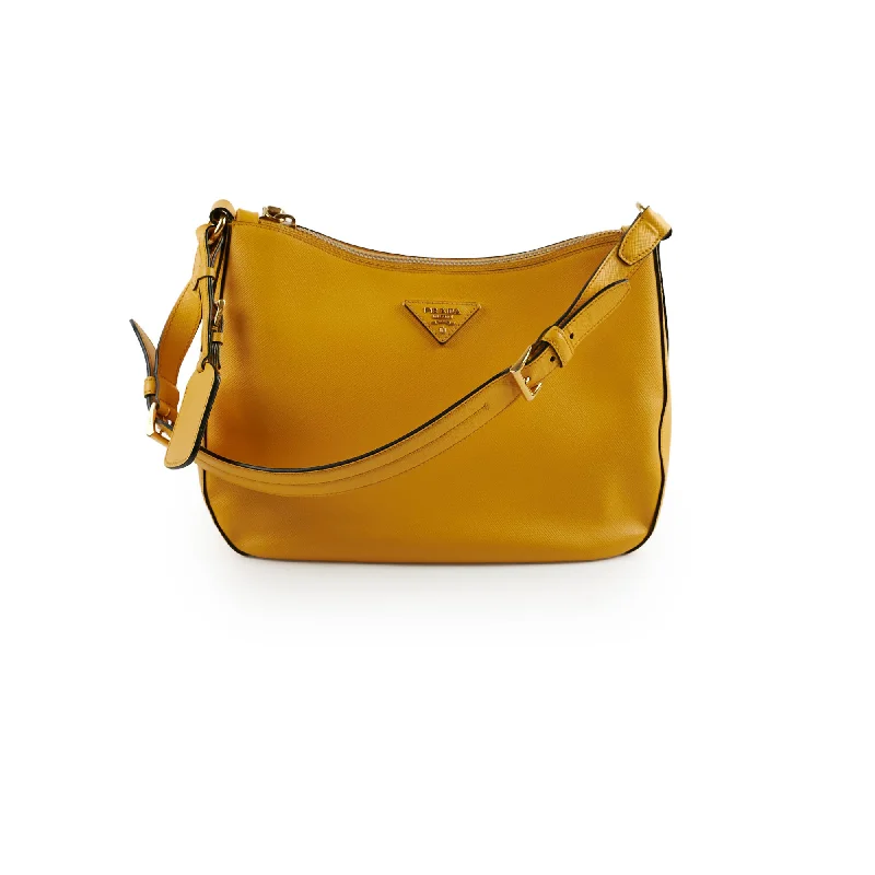 Prada Hobo Yellow Saffiano Shoulder Bag