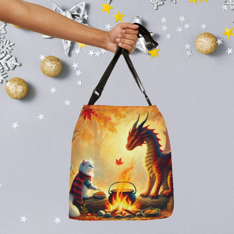 Autumn Dragon Adventures - Cat Lover - Adjustable Strap Tote Bag