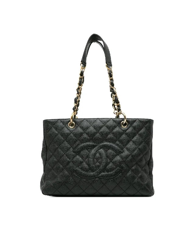 Chanel 255 Black Quilted Caviar Leather Tote Bag