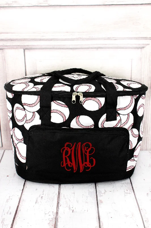 Baseball and Black Cooler Tote with Lid