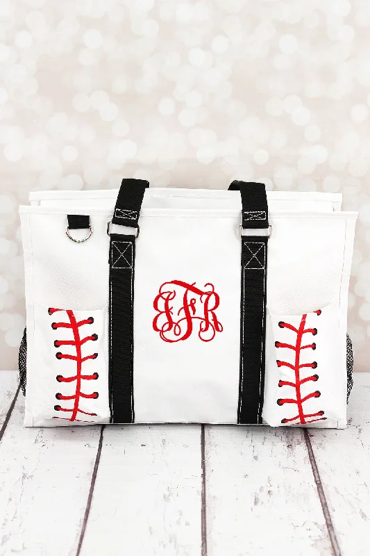 Baseball Laces Utility Tote with Black Trim