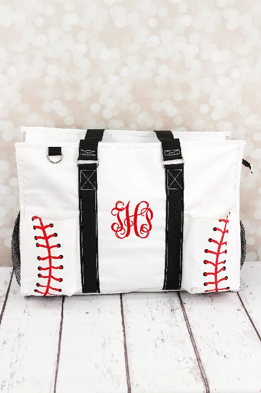 Baseball Laces with Black Trim Large Organizer Tote