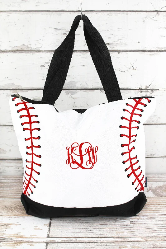 Baseball Laces with Black Trim Tote Bag