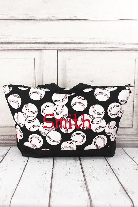 Baseball with Black Trim Large Tote Bag