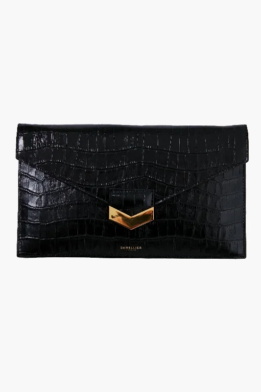 Black Croc London Clutch