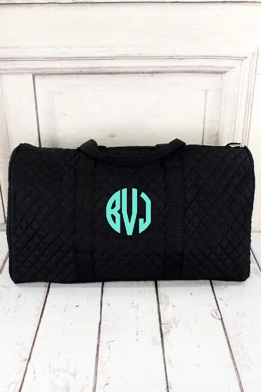 Black Quilted Duffle Bag 21"