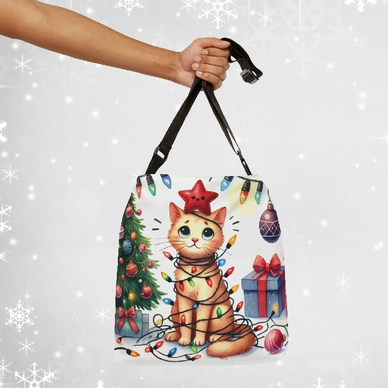 Cat Holiday Helper - Adjustable Strap Tote Bag