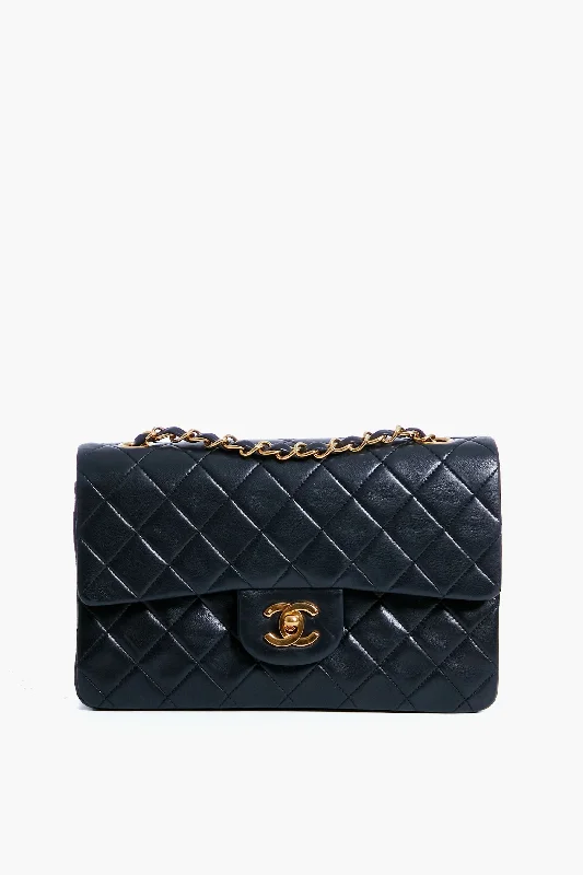 CHANEL Black Lambskin Flap Shoulder Bag