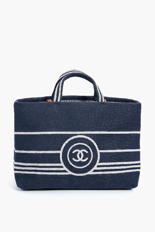 CHANEL Denim Canvas Border Tote