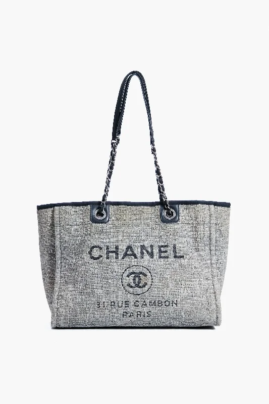 CHANEL Grey Deauville MM Chain Tote