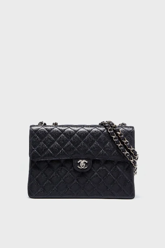 CHANEL Navy Caviar Maxi Flap Shoulder Bag