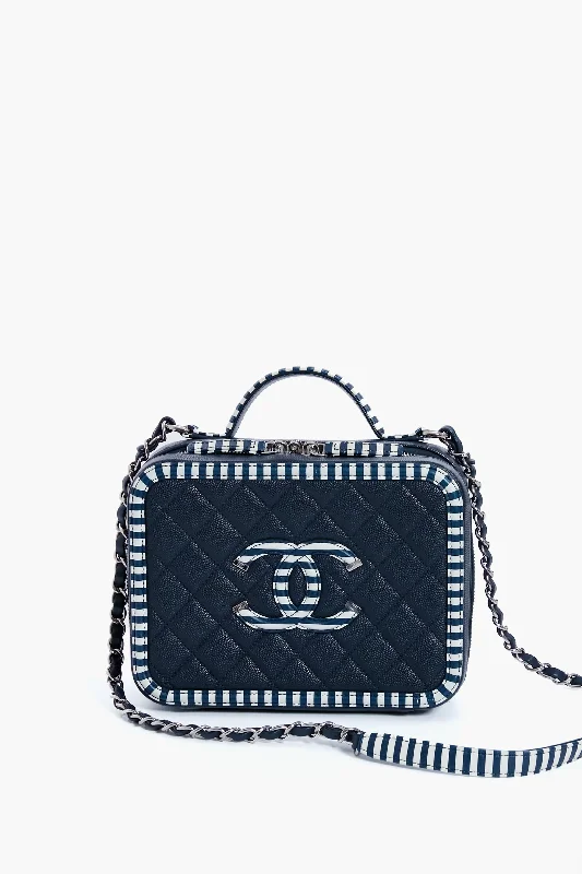 CHANEL Navy Coco Filigree Vanity Bag