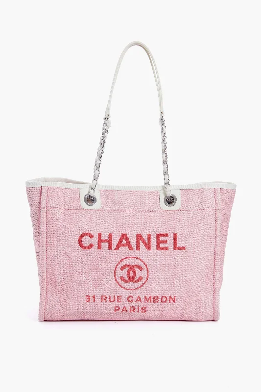 CHANEL Pink Deauville MM Chain Tote