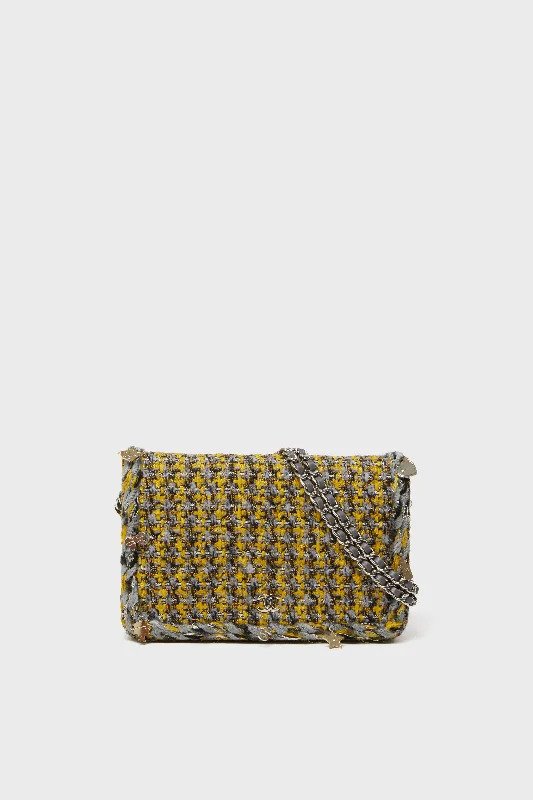 CHANEL Yellow Multicolor Tweed Wallet On Chain