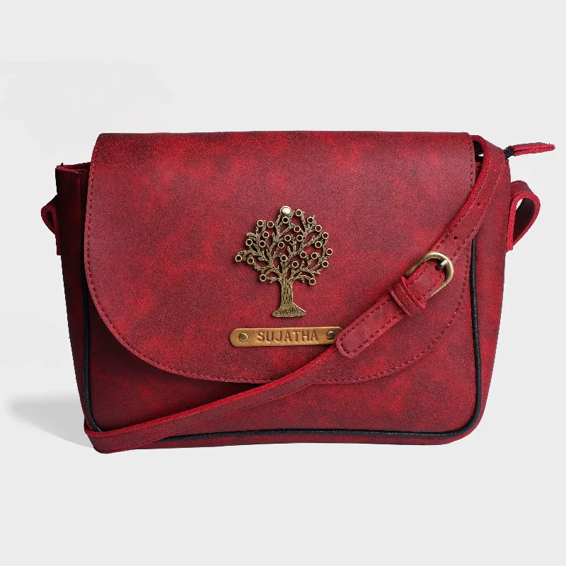 Personalised Satchel Crossbody Bag-Cherry