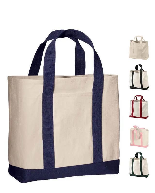 Heavy Canvas Twill Two Tone Shopping Tote Bag - TF285