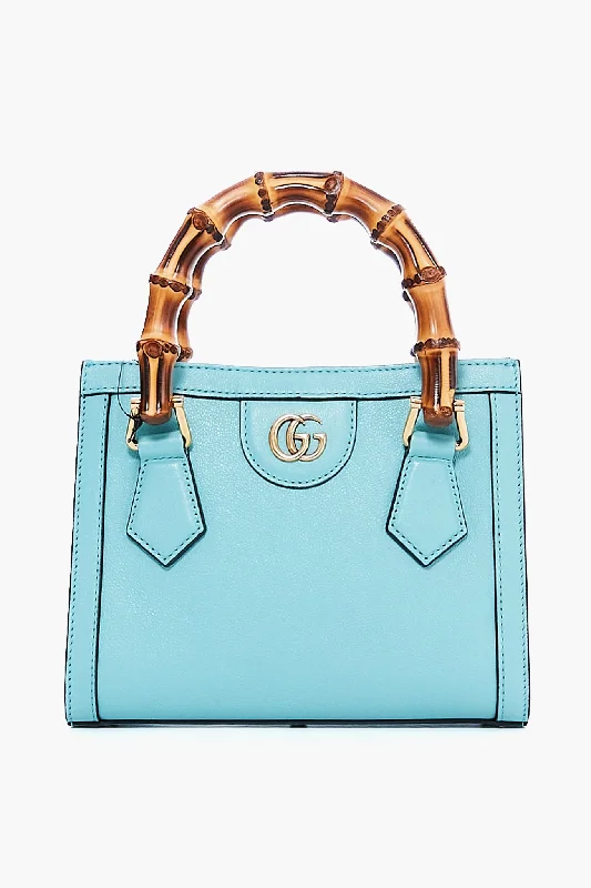 Gucci Light Blue Leather Diana Mini Tote Bag