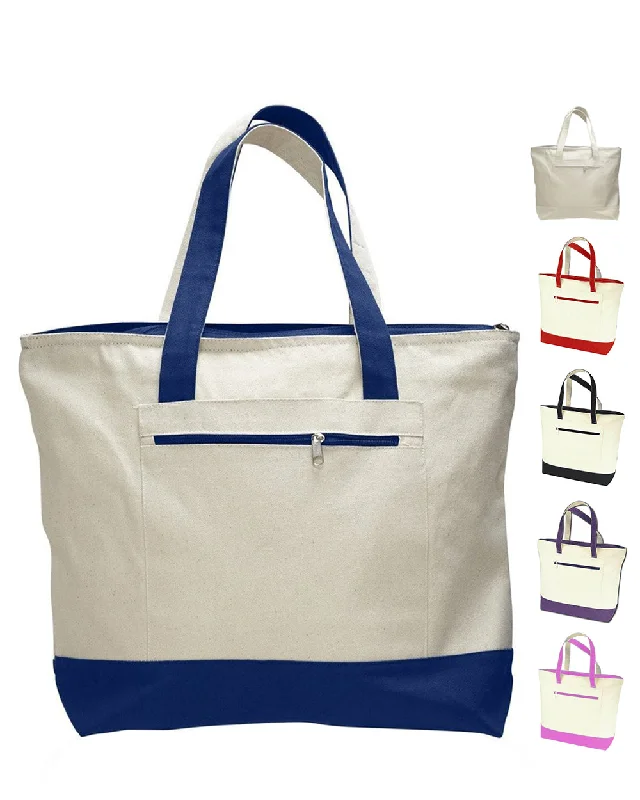 Heavy Canvas Zippered Shopping Tote Bags