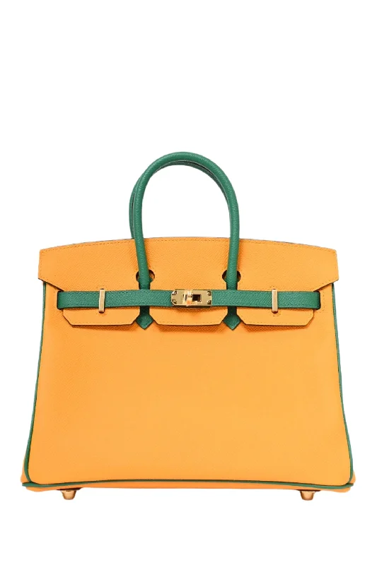 Hermès 2019 Orange/Green Leather Special Order Birkin 25