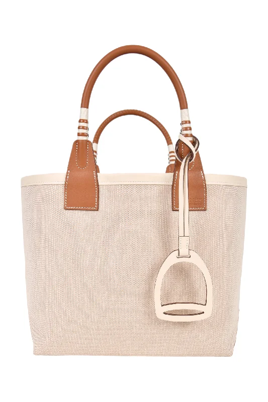 Hermès 2022 Beige/Brown Cavas/Leather Steeple 28 Tote