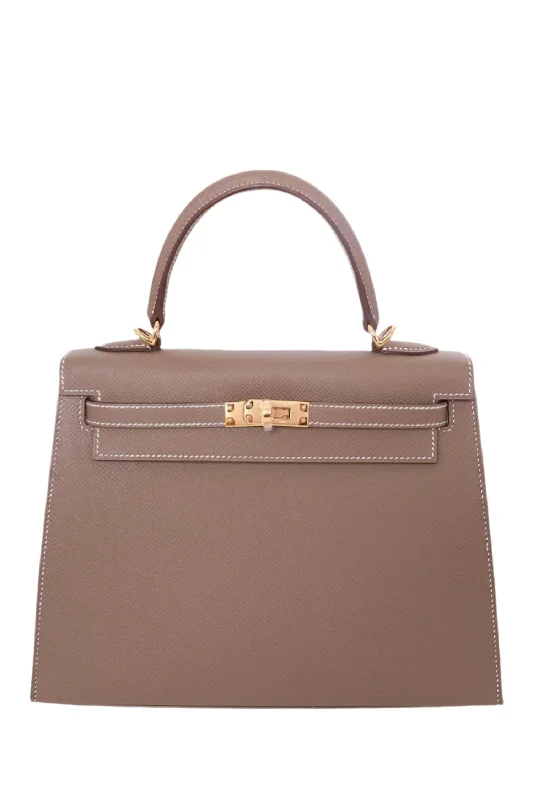 Hermès 2024 Etoupe Epsom Leather Kelly 25 with Gold Hardware