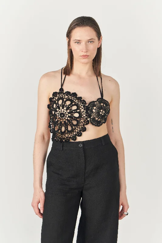 Mera Sustainable Crocheted black top