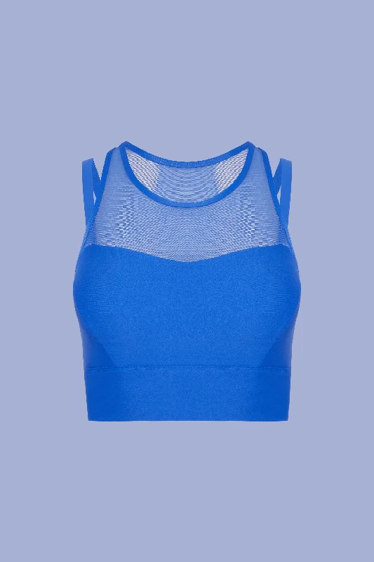 Eco-Friendly True Blue Mesh Sports Bra