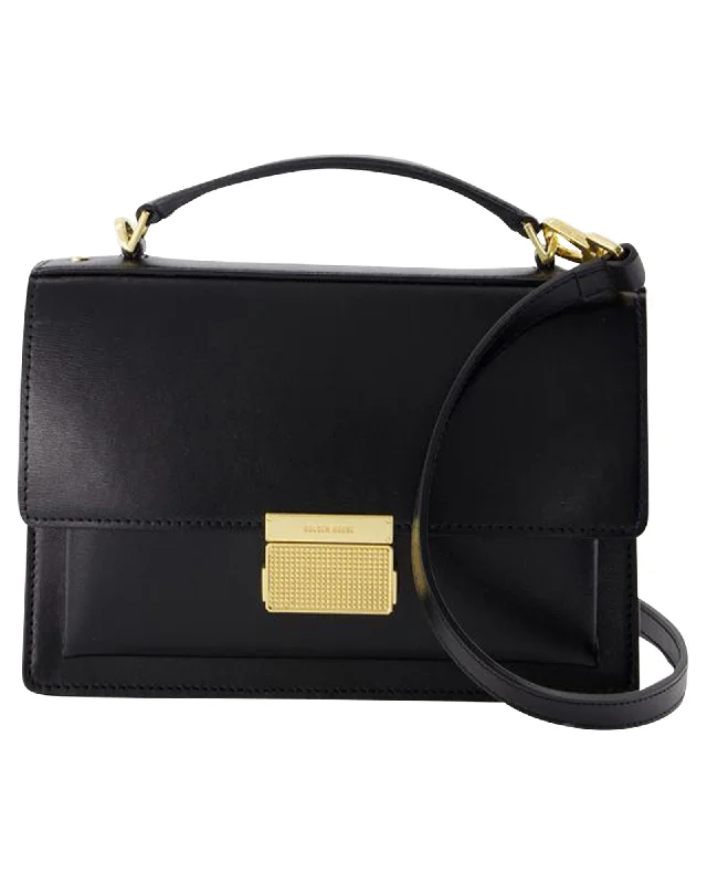 Smooth Calfskin Flap Bag with Top Handle and Magnetic Clasp