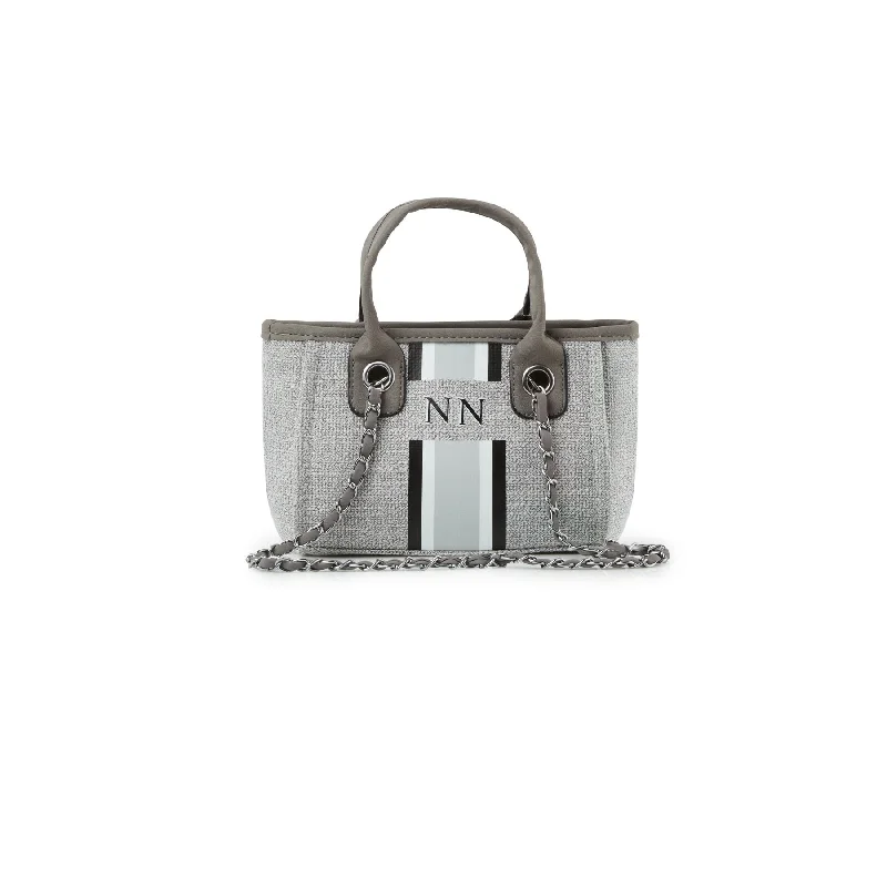 Mini pcd. Striped Canvas Tote Bag - Grey