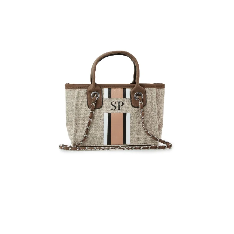 Mini pcd. Striped Canvas Tote Bag - Beige