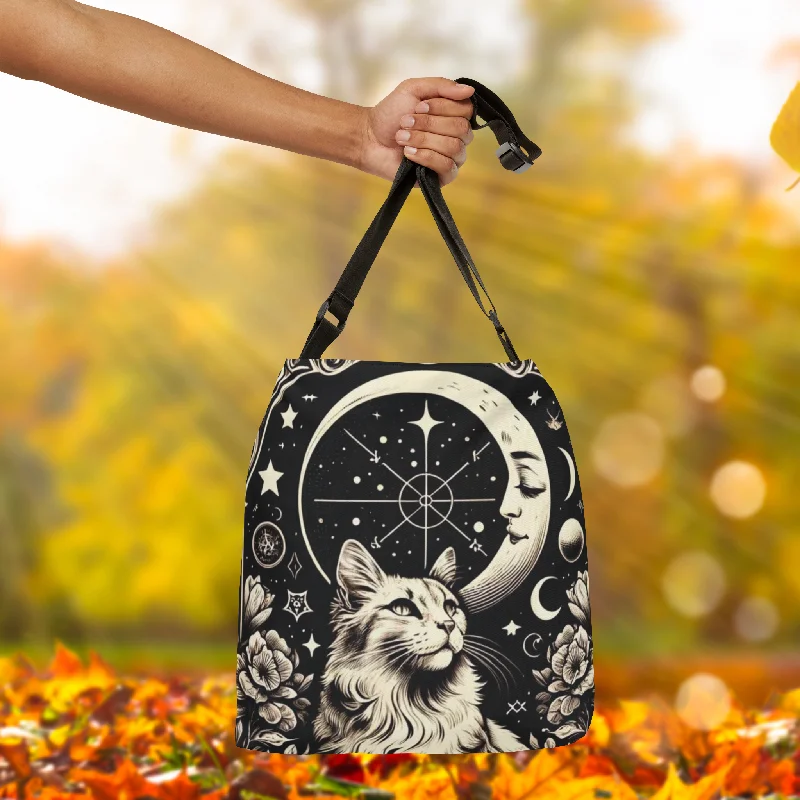 Moon Tarot - Cat Lover - Adjustable Strap Tote Bag