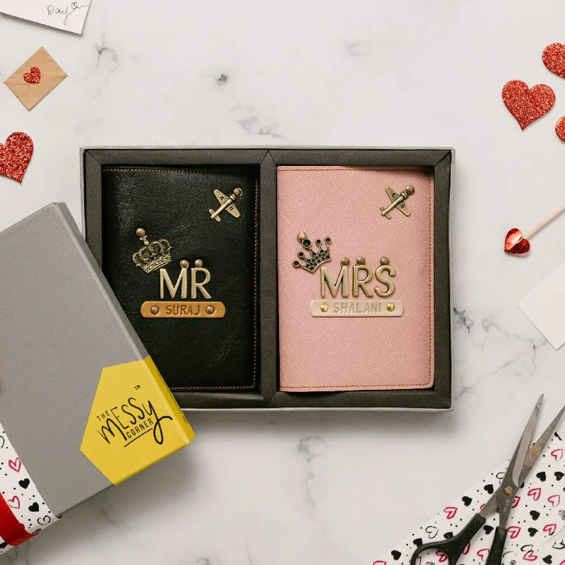 Mr & Mrs Personalized Passport Cover for Him and Her