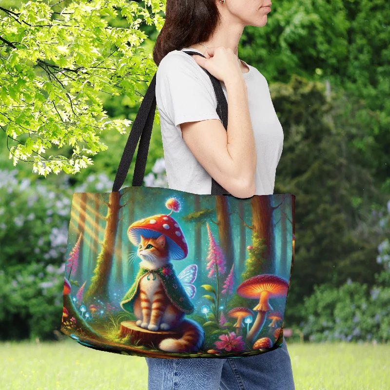 Mushroom Magic - Orange Cat Fairy - Weekender Tote Bag