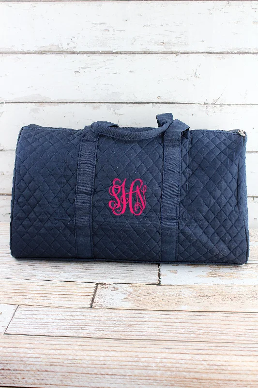 Navy Quilted Duffle Bag 21"