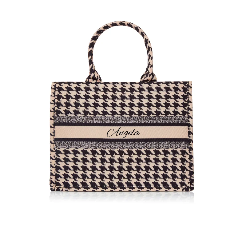 pcd. Bella Tote - Black and Beige Houndstooth