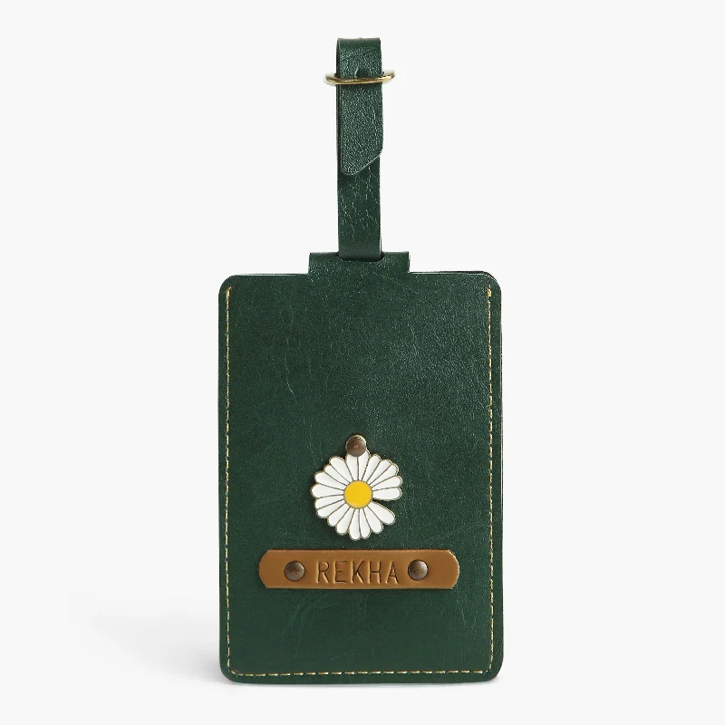 Personalised Leather Luggage/Baggage Tag -  Large Forest Green