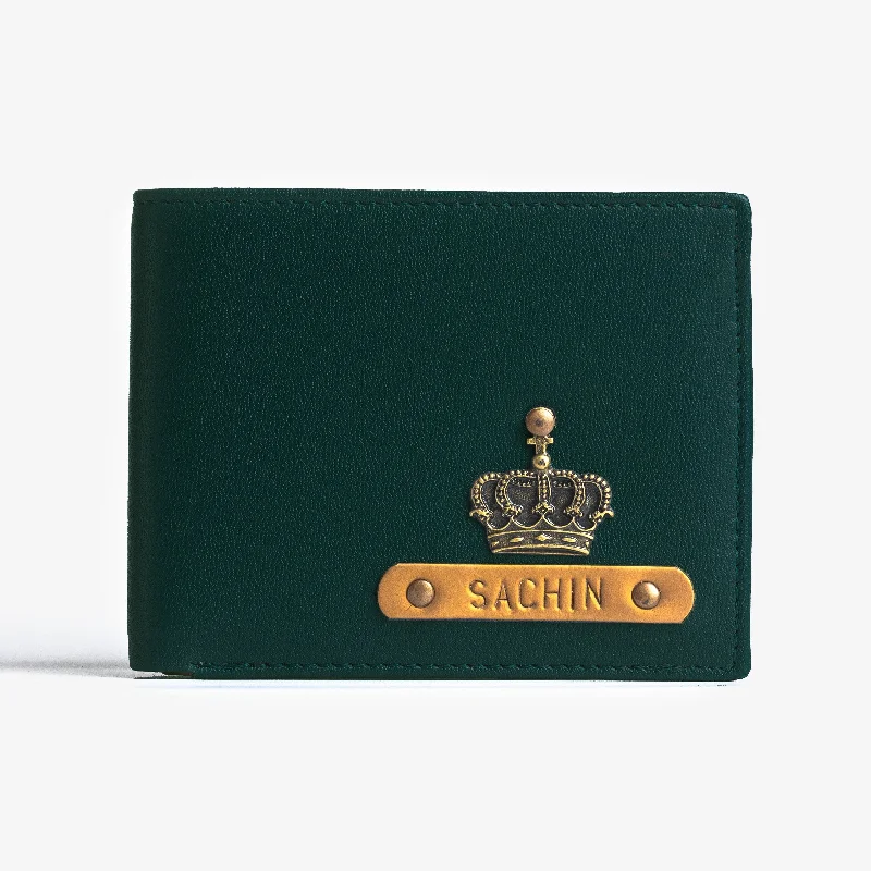 Personalised Forest Green Mens Wallet with Charm for Brother