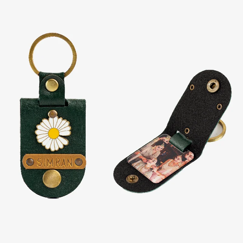 Personalised Photo Keychain - Forest Green