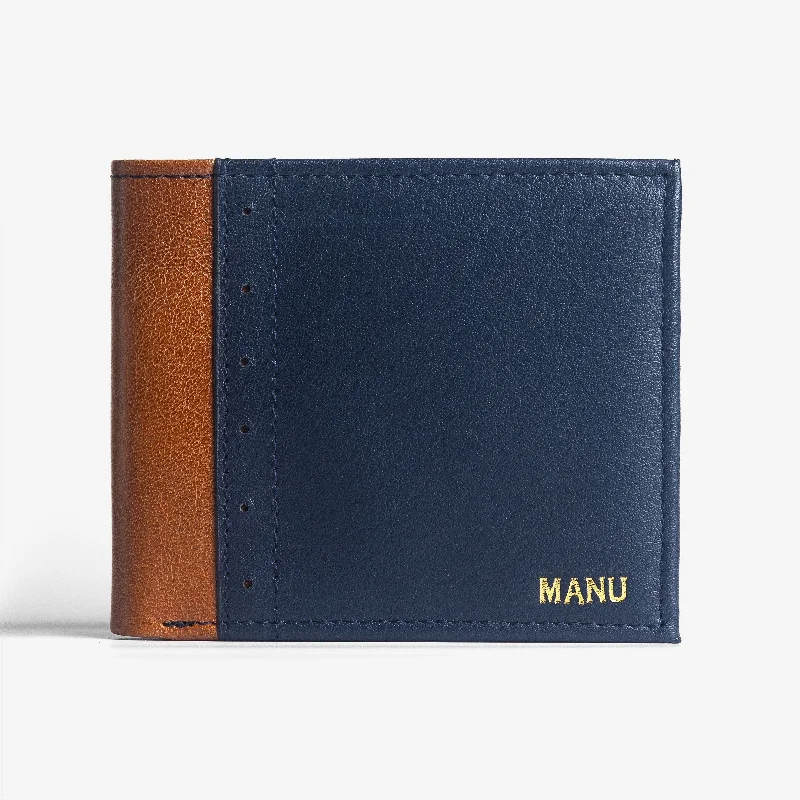 Personalised Leather Mens Wallet for Brother - Blue