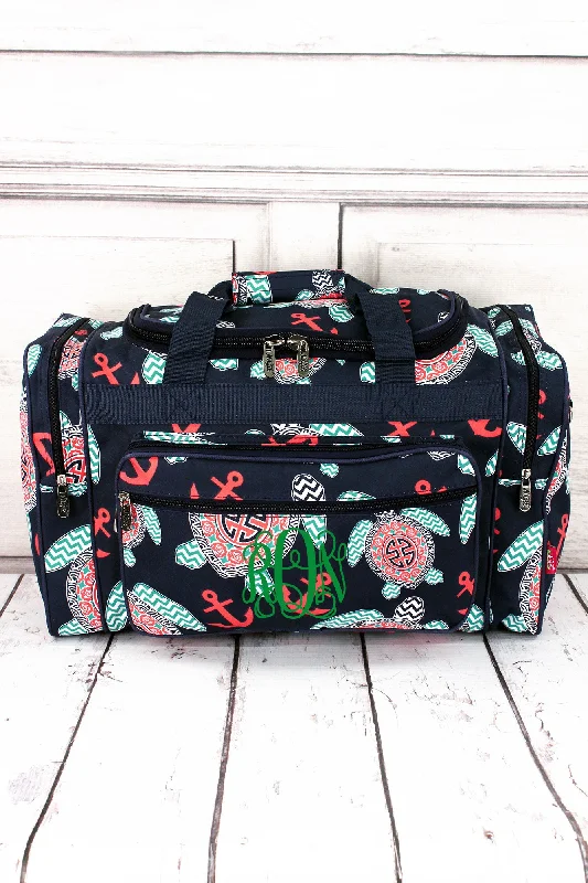 Preppy Under the Sea Duffle Bag with Navy Trim 20"