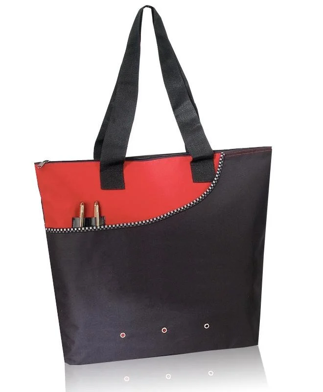 Deluxe Polyester Tote Bag with Zipper Closure (CLOSEOUT)