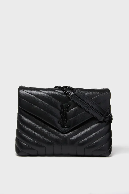 Saint Laurent Black Medium Loulou Monogramme Chain Bag